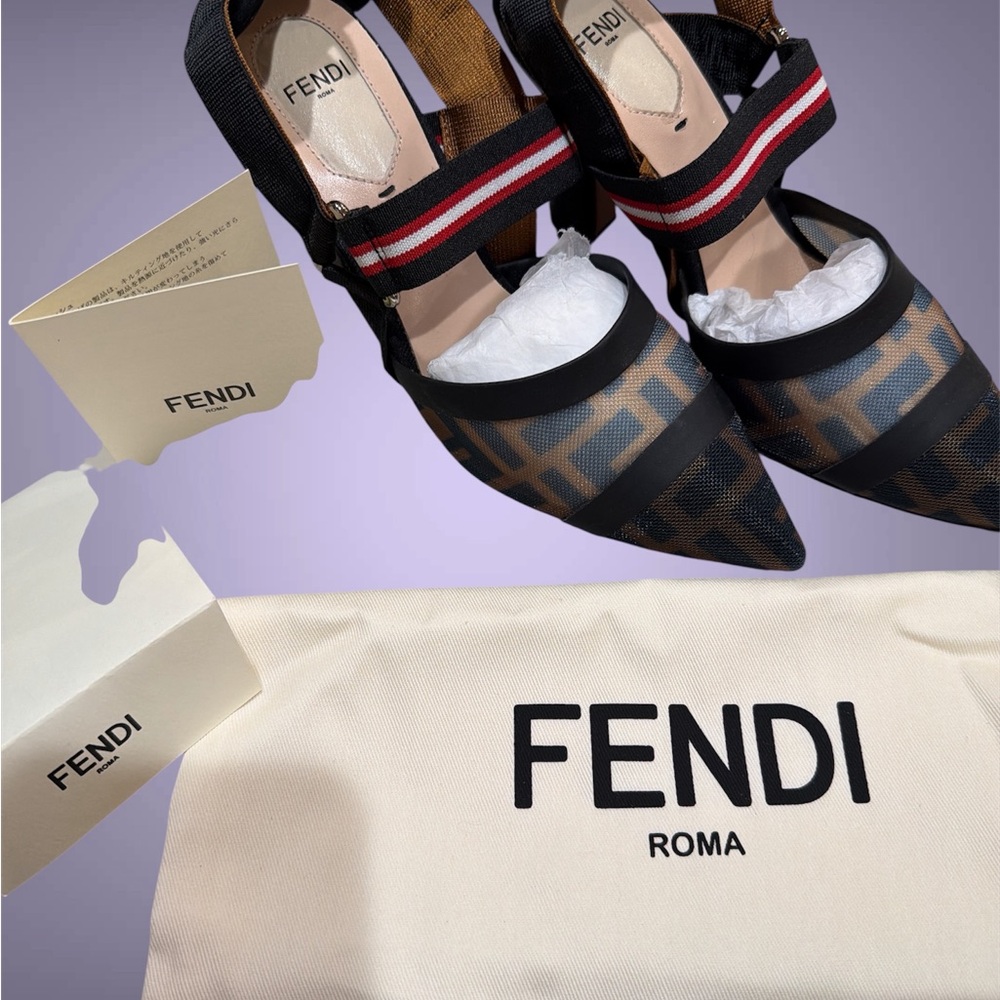 Fendi Black and Brown Patterned Heels - Picture 6 of 11